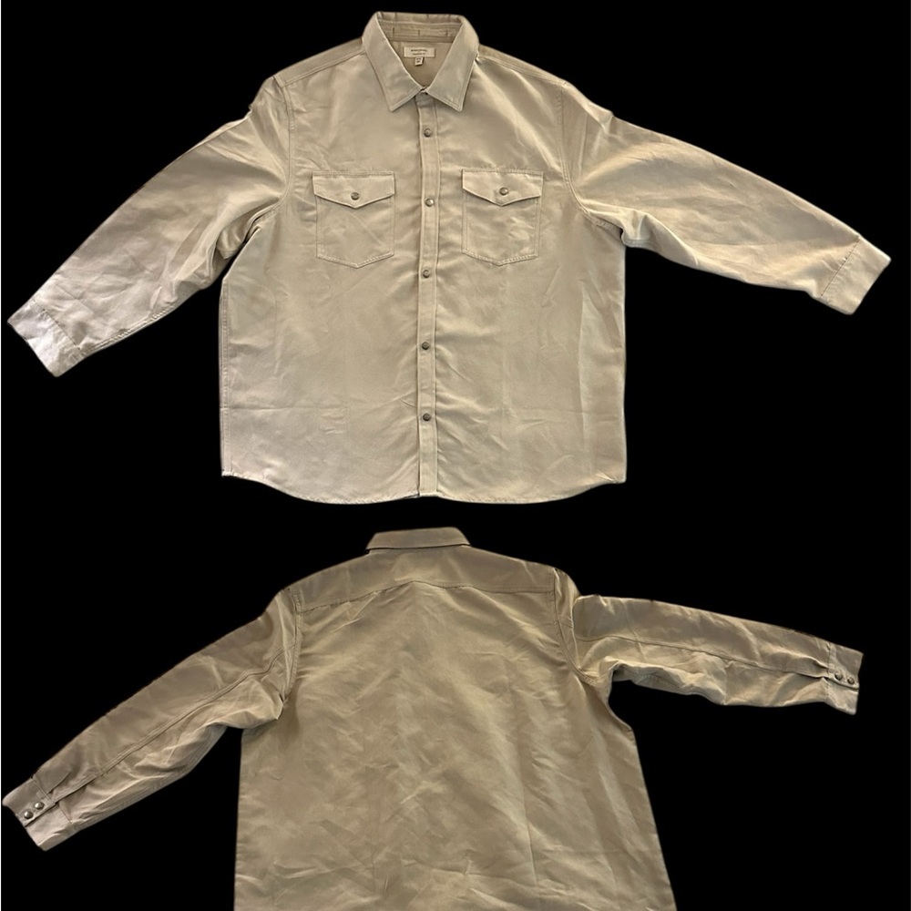 Men's Classic Faux Suede Cream/Tan Shirt- XXL - Banana Republic- new no tags